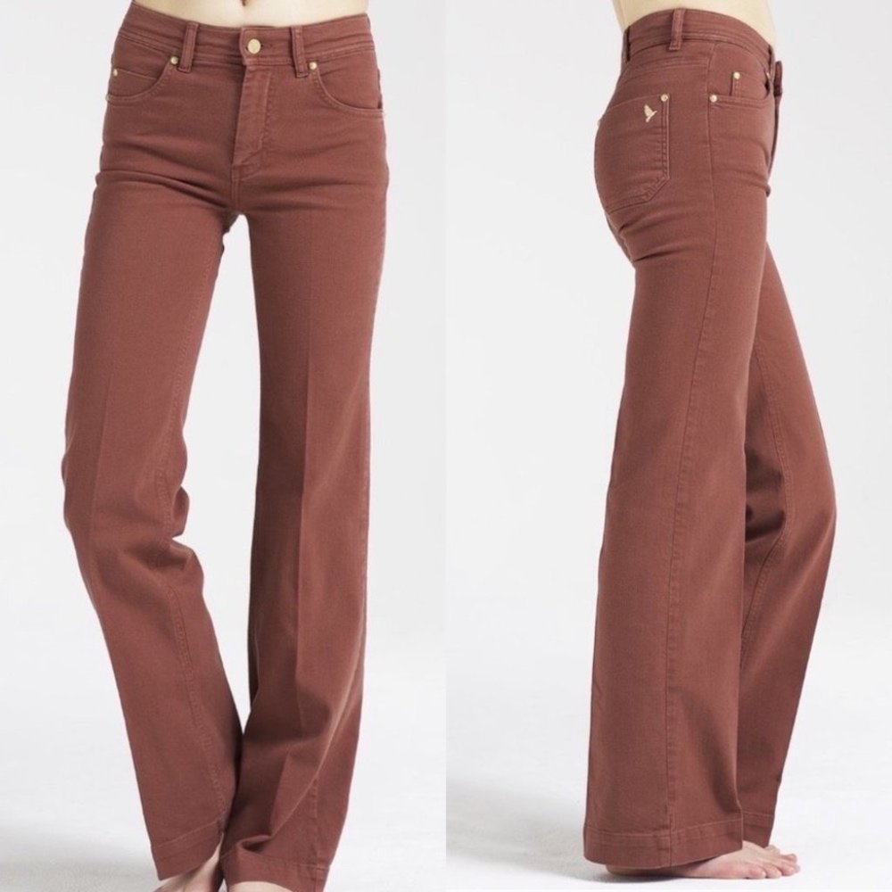 NEW Anthropologie M.i.H Milan Mid Rise Fox Red Bohemian Wide Leg Jeans Size 29